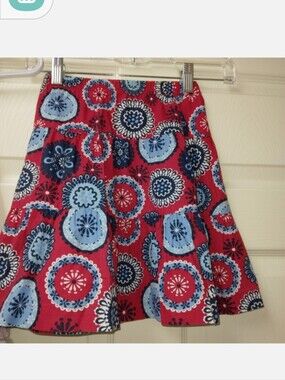 Kelly's Kids Red Skirt with Blue and Navy Medallion Print
